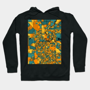 Fort Wayne Map Pattern in Orange & Teal Hoodie